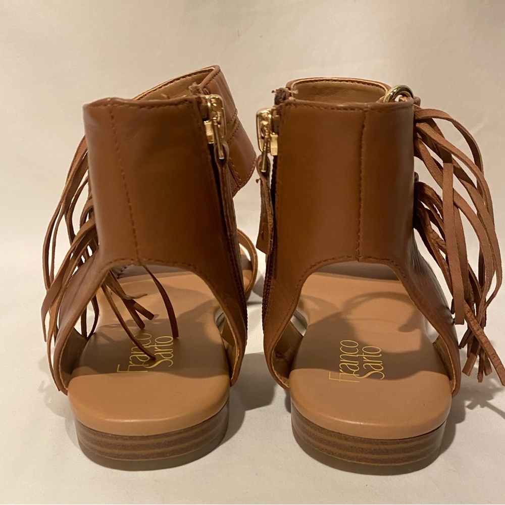 🍄🟫Franco Sarto Tan Fringe Ankle-Strap Sandals for Women - Picture 4 of 6
